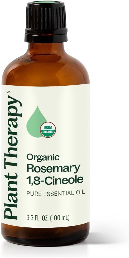 Plant Therapy Organic Rosemary Essential Oil 100 mL (3.3 oz), 100% Pure, USDA Certified Organic, Undiluted, Natural Aromatherapy, for Healthy Hair