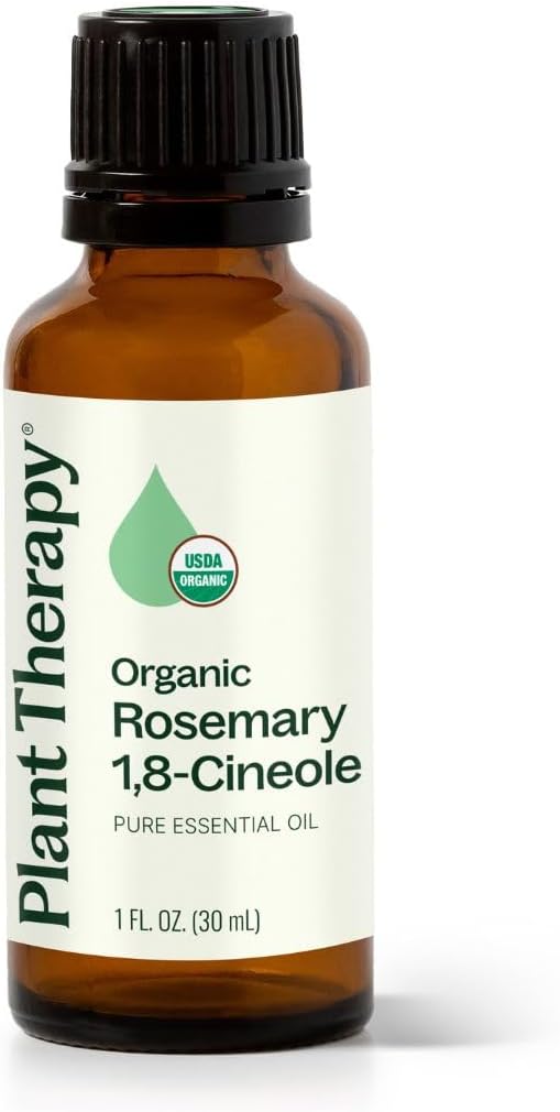 Plant Therapy Organic Rosemary Essential Oil, 30 mL (1 oz), 100% Pure and Undiluted, USDA Certified Organic, Great for Aromatherapy and Natural Hair Growth