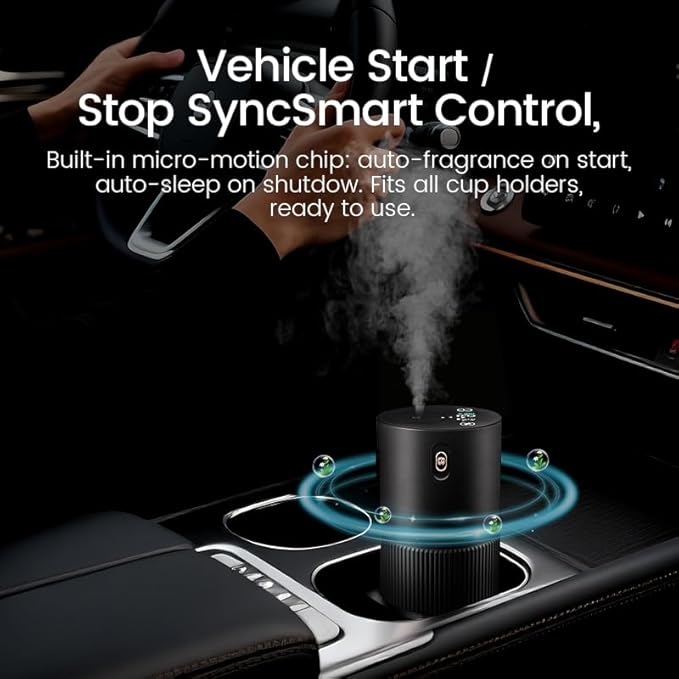Waterless Diffuser for Essential Oil, Car Diffsuer, Aluminum Alloy & Fabric, 0.33 Fl Oz/ 10mL, Waterless Diffusers, Scent Diffuser with Timer & 4 Mist Levels for Home, Room, Car, Office - Black