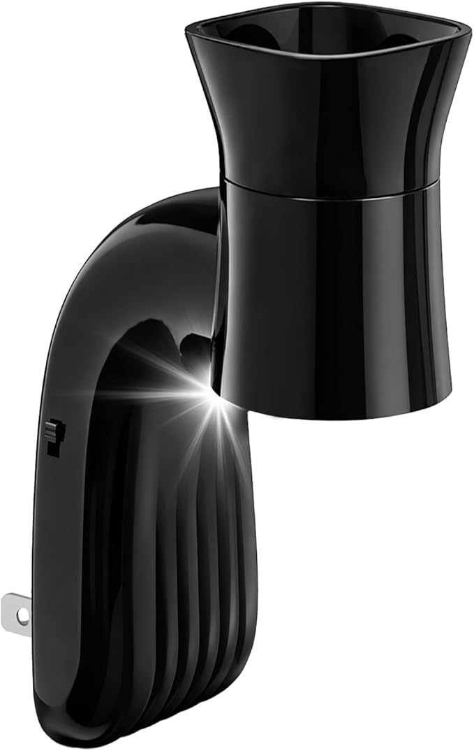 1 Pack Wall Fragrance Plug in with Night Light Compatible with Bath & Body Works Wallflowers, Plug in Aromatherapy Diffuser for Bedroom, Home Fragrance, Relaxing Atmosphere - Black