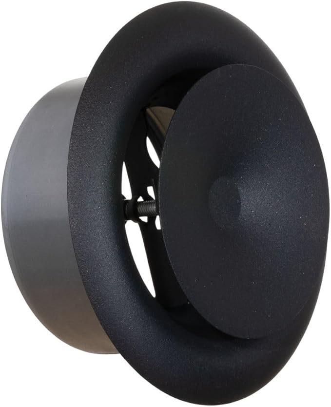 4 inch Black/Anthracite Metal Diffuser - Adjustable Vent for Wall - Ceiling Duct Cover - Supply Air Valve - Round Ventilation Covers for Bathroom Kitchen Garage