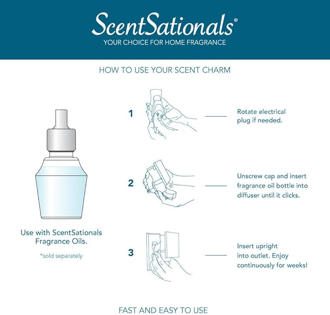 Scentsationals Plug in Decor Heater - Milk n' Cream - Fragrance Oil Air Freshener for Continuous Scent in Home and Bathroom