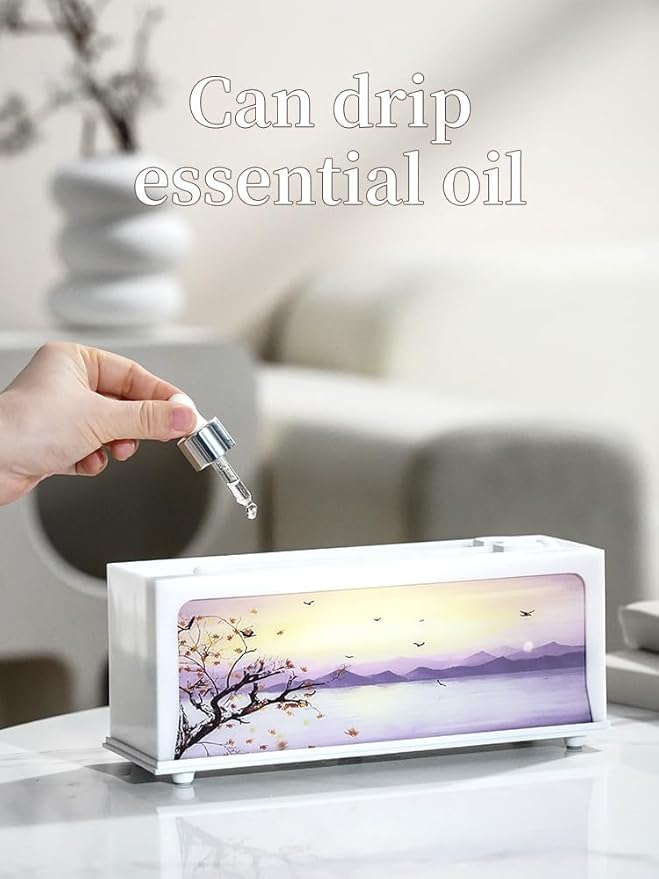 Essential Oil Diffusers Ultrasonic Fireplace Flame Aromatherapy Diffuser, Auto Shut-Off, Timer Setting, 7 Colors LED Lights Changing for Home, Office, Spa 200ml (Wood Grain)