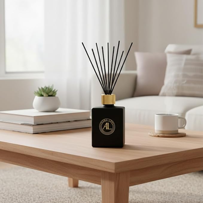Black Reed Diffusers for Home | Premium Long-Lasting Fragrance Diffuser | Reed Diffuser Sticks in Oil Set | Smells Good in Bathroom & Office | Black, Balsam Reed Diffuser(5 oz)
