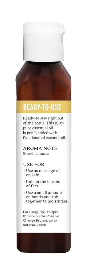 Aura Cacia Ready-to-Use Frankincense Essential Oil in Fractionated Coconut Oil | GC/MS Tested for Purity | 4 fl. oz.
