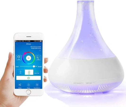 Ebooine Smart Aromatherapy Diffuser & Humidifier – 350ML, App Controlled, Ultrasonic, Quiet, Multi-Color LED