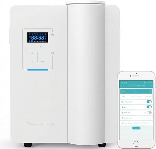 Diffuser - Bluetooth Scent Machine HVAC for 7,500 Sq.Ft Spaces, Lasting-Long Waterless Essential Oil Diffuser for Home, Office & Spa, Cold Air Technology Aromatherapy Diffuser for Business