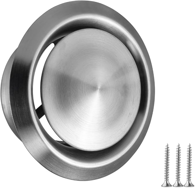 5 inch Stainless Steel Diffuser - Adjustable Vent for Wall - Ceiling Duct Cover - Exhaust Air Valve - Round Ventilation Covers for Bathroom Kitchen Garage