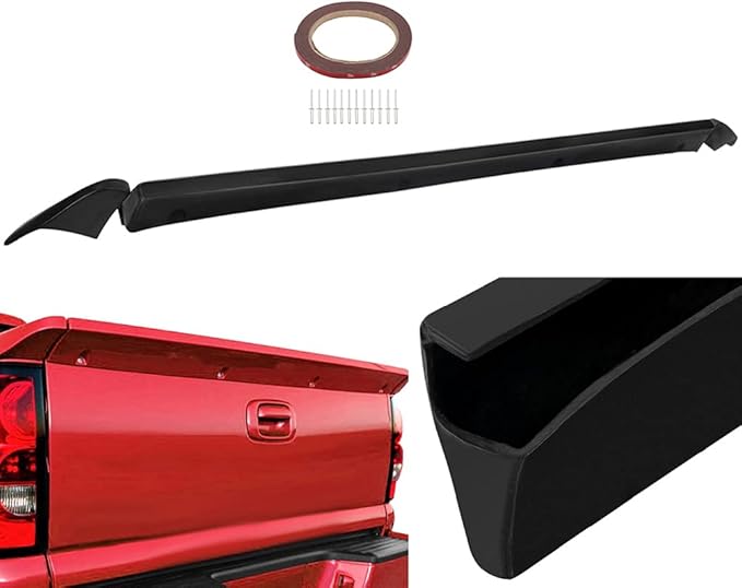 SCITOO Matte Black Rear Wing Spoiler Tailgate Body Kit Compatible with 1999-2006 for Chevy Silverado Sierra Rear Tailgate Tail Wing Spoiler Lip Splitter Chin Exterior Diffuser