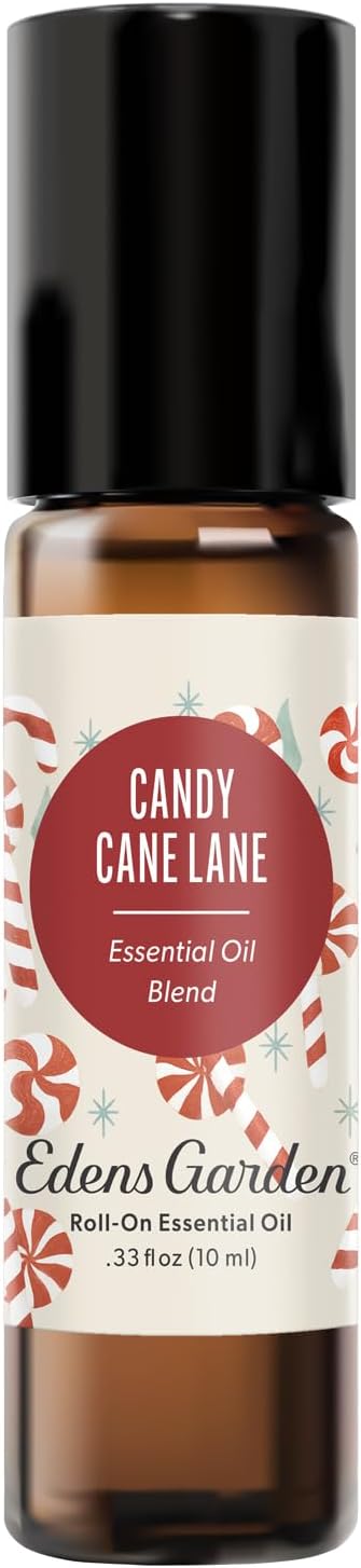 Edens Garden Candy Cane Lane Essential Oil Roll-On – Pre-Diluted Peppermint Blend, Cooling Holiday Aromatherapy for Headaches, Stress & Wellness Gifts, 10 ml (.33 fl oz)