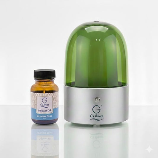 G's Breeze Smart Aroma Diffuser with Refill – Bluetooth & Wi-Fi App Control - LED Lighting, Adjustable Intensity - Long-Lasting Fresh Aquatic Fragrance for Home or Office - Breeze Blue
