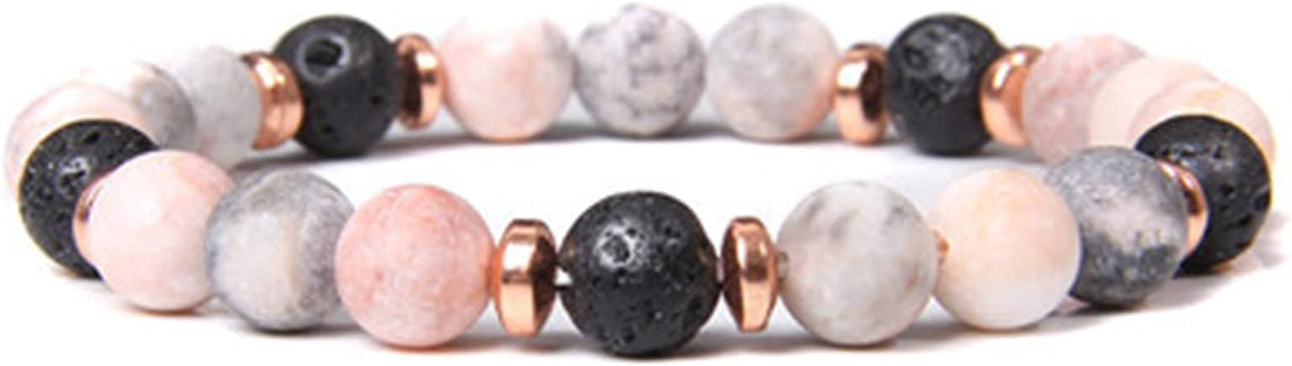 Handmade Aromatherapy Diffuser Natural Stone Bead Bracelet Lavender Essential Oil Anti Anxiety Stress Relief Stretchy Bracelet for Women Men Gift Yoga Meditation Jewelry