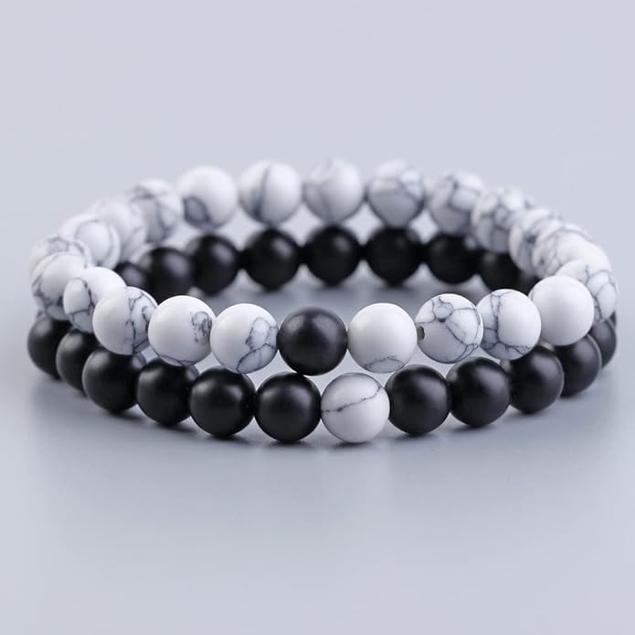 FORUBUS 2Pcs Lava Rock Beaded Bracelet Set – Essential Oil Diffuser Jewelry with Natural Stone Beads for Aromatherapy, Yoga, Meditation, and Stress Relief, Stretchy Bracelets for Women Men