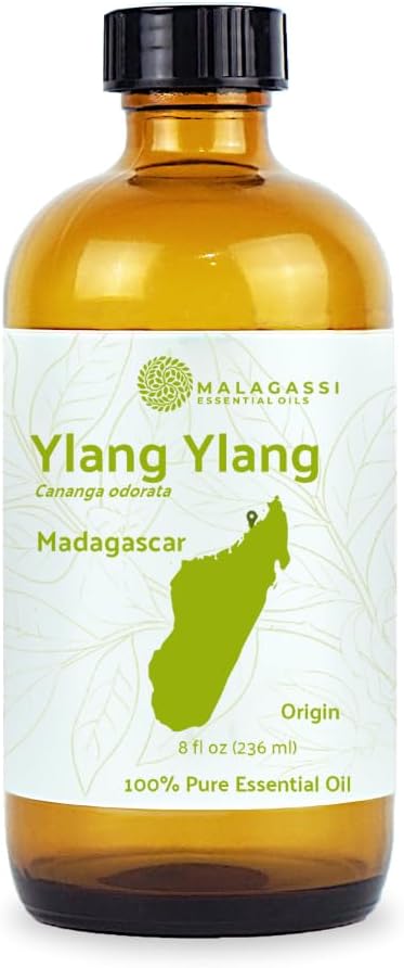 Ylang Ylang Essential Oil - Direct from Malagassi Essential Oils Madagascar - Steam Distilled - Aceite de Ylang Ylang for Aromatherapy, Diffuser, DIY Candle and Soap Making - 8oz