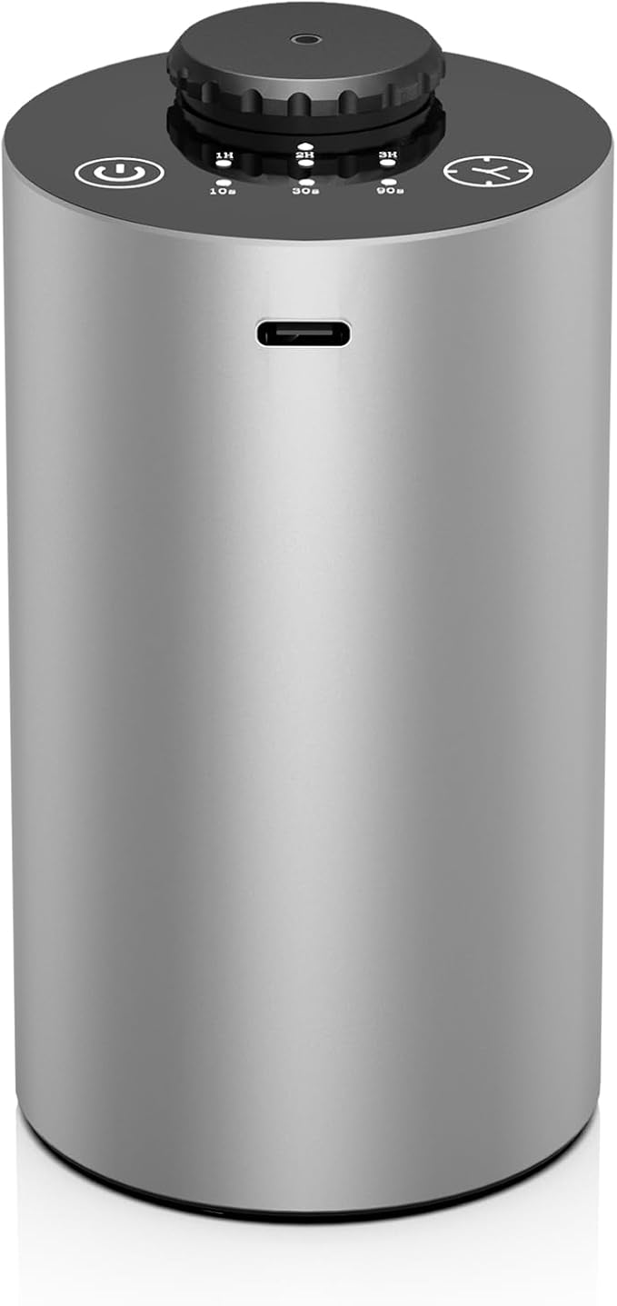 Waterless Essential Oil Diffuser, 7 Colors LED Light, Battery Powered Mini Scent Air Machine, Aromatherapy Mist Diffuser for Home Room Car Office，Black Aluminum Alloy (silver2)