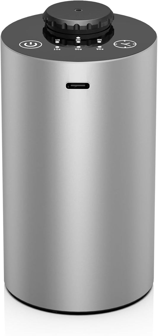 Waterless Essential Oil Diffuser, 7 Colors LED Light, Battery Powered Mini Scent Air Machine, Aromatherapy Mist Diffuser for Home Room Car Office，Black Aluminum Alloy (silver2)