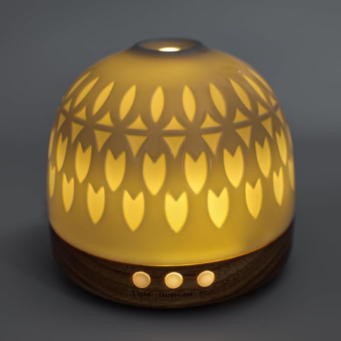 Essential Ceramic Diffuser Round Aroma Diffuser Night Light Captivating Vintage Chinese Marketplace- Nano Water Mist Humidifier Luxurious Style and 300ml Unparalleled Design
