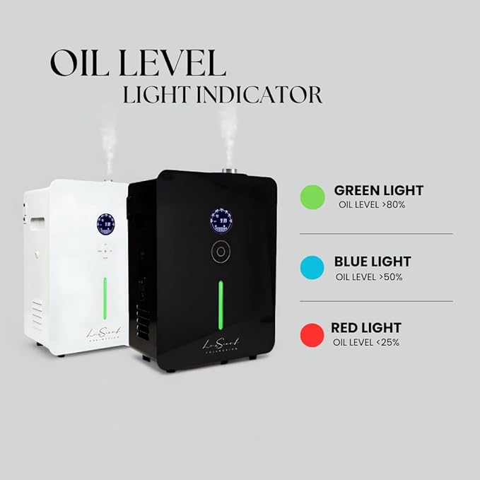 Aroma Scent Diffuser Bellagio - for Up to 3500sq ft HVAC System or Stand Alone - Fragrance Oil Hotel Diffuser Heatless, Waterless, Smart Timer, No Residue, Home Essential Oils Diffusers (Black)