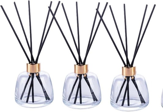 Empty Reed Diffuser Bottle and Black Reed Diffuser Sticks Refill Set for Bathroom Hotel Home Decoration (3, Transparent, 100ml)