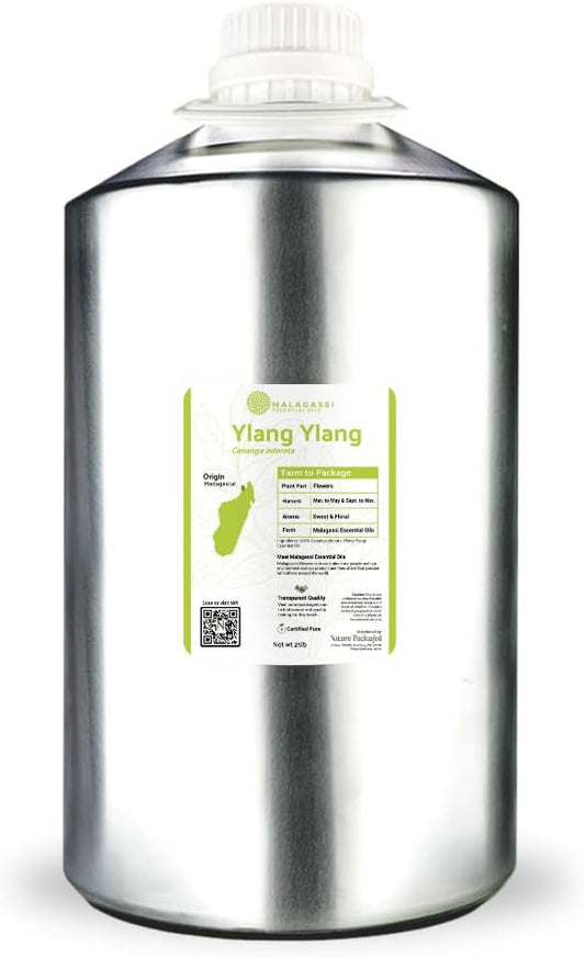 Ylang Ylang Essential Oil - Direct from Malagassi Essential Oils Madagascar - Steam Distilled - Aceite de Ylang Ylang for Aromatherapy, Diffuser, DIY Candle and Soap Making - 22lbs