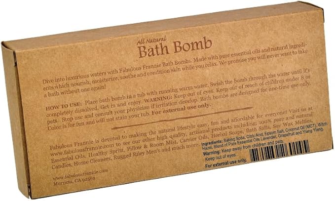 Fabulous Frannie De-Stress Natural, Handmade Bath Bomb Set, Rich in Essential Oil, Mineral Salt, Coconut Oil, Witch Hazel, Fizzies to Moisturize Skin 2.5 Ounce (Pack of 2)