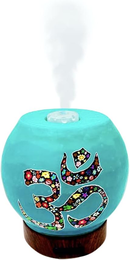 Essential Oil Diffuser Ultrasonic Handcrafted 120ml Aroma Essential Oil Cool Mist Humidifier with Adjustable Mist Mode, Auto Shut-Off and 7 Color LED Lights Changing (Om)