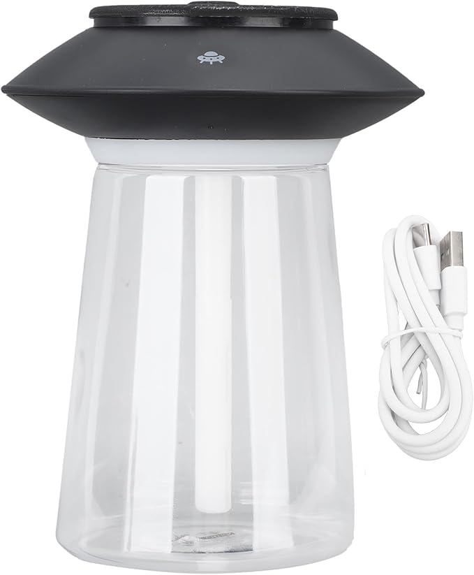 Mushroom Shape Humidifier Diffuser, 760ml Rechargeable Essential Oil Diffuser with Dual Mist Modes, Ultrasonic Air Humidifier for Bedroom Office Home Decoration (Black)