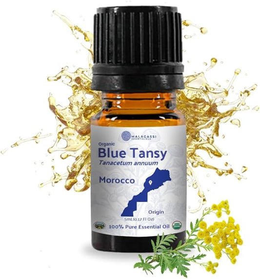 Organic Blue Tansy Essential Oil Direct from Malagassi Essential Oils - Ideal in Face Oil - Organic Blue Tansy for Candle Making and Soap Making (5 mL)