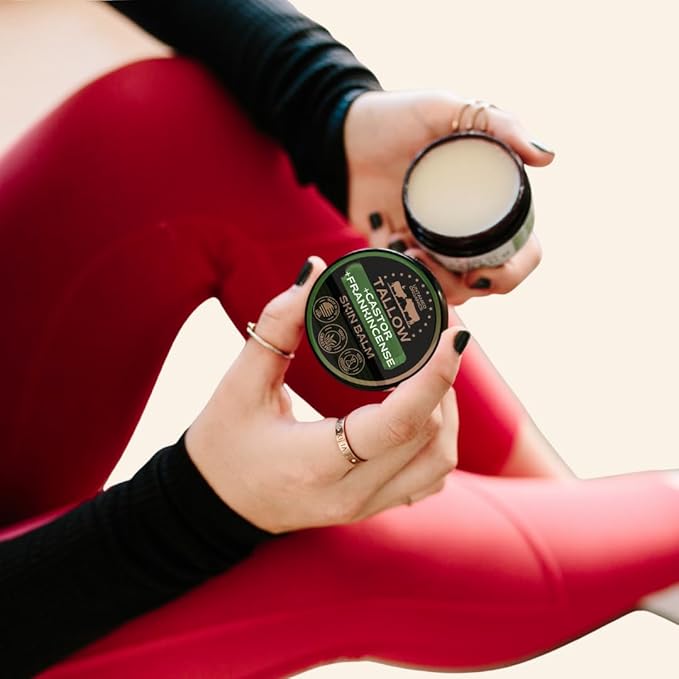 Untamed Organics Handmade Tallow, Castor Oil, and Frankincense Oil Skin Balm - 100% Grass-Fed Tallow for Skin Care - Face & Body Moisturizer for Sensitive Skin, Eczema All-Purpose Balm - 2 FL. oz.