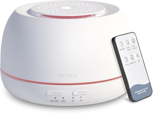 SEEDSEEL 300ML Essential Oil Diffuser - 8 Hours Run Time, Aromatherapy Diffuser with Remote Control, 7-Color LED Lights for Home, Bedroom