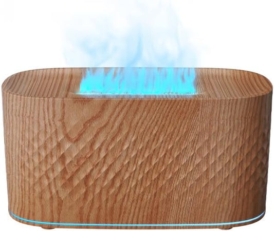 Protable Flame Effect USB Aroma Diffuser - 160 Capacity Essential Oil Humidifier with Auto Shut-Off, Waterless Protection & Mist Projector for Home/Bedroom Relaxation (Grain)