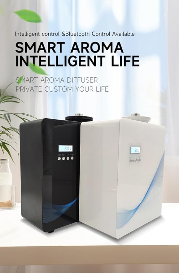 Bluetooth Enabled Wall Mounted Phone Controlled Hotel Collection Diffuser Machine Fragrance Oil Evaporator Cold air Diffuser with 500ml Capacity HVAC/AC System for 1000-4000sq .ft Coverage (Black)