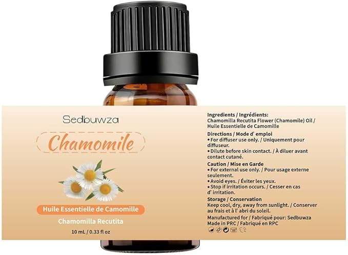 Sedbuwza Lavender Chamomile Essential Oil Set, Lavender Fragrance Oil Chamomile Scent Oil Set for Diffuser, Aromatherapy, Massage, Soap, Candle Making 2 x 10 ml
