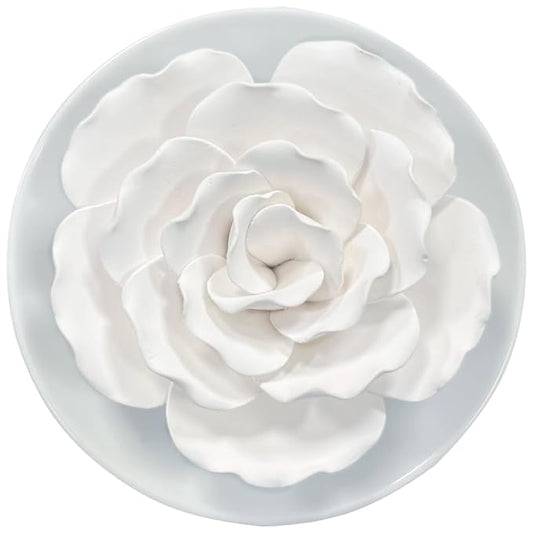 Passive Diffuser for Essential Oil-Ceramic Diffuser Non Electric Oil Diffusers for Small Mini Room, Desk Decorative, Bathroom (White Hibiscus)