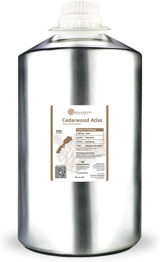 Pure Cedarwood (Atlas) Essential Oil (22lbs) - Direct from Malagassi Essential Oils Farm in Morocco - Essential Oils for Diffusers and Aromatherapy | Pure Therapeutic Grade