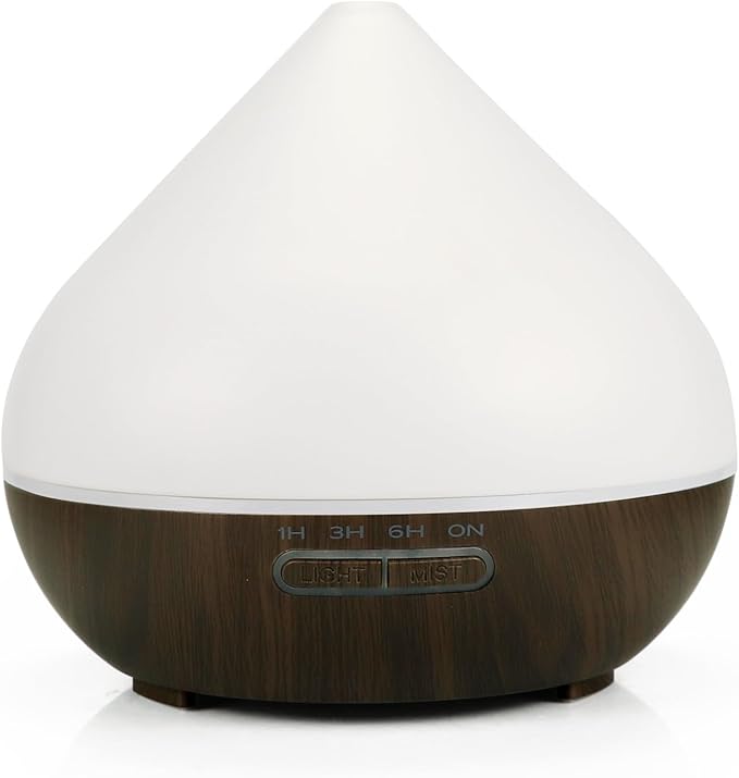 Essential Oil Diffuser, Wood Ultrasonic Cool Mist Humidifier, Ambient Night Light, 400ml Waterless Auto-Off, for Home,Bedroom,Office (Dark Wood)