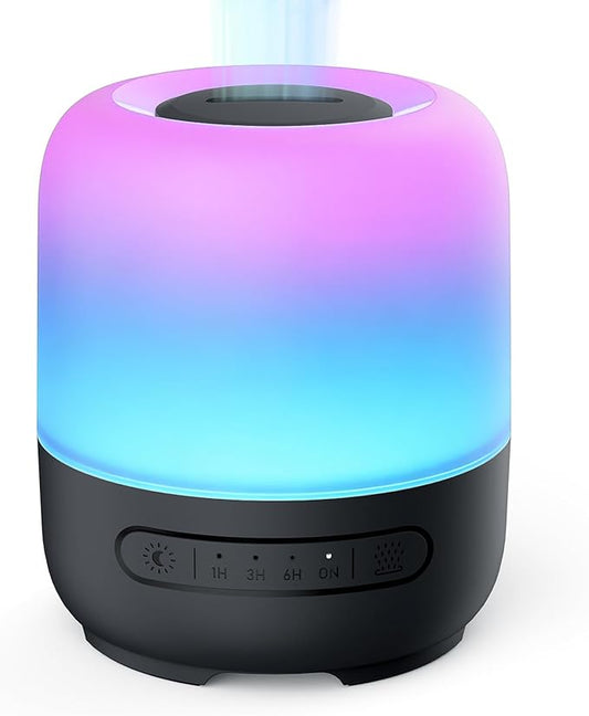 Essential Oil Diffusers for Home, 300ml Ultrasonic Aromatherapy Diffuser with 4 Timer & 7 Color Night Lights, Quiet 20dB Operation for 12 Hours, for Bedroom, Nursery, Office (1)