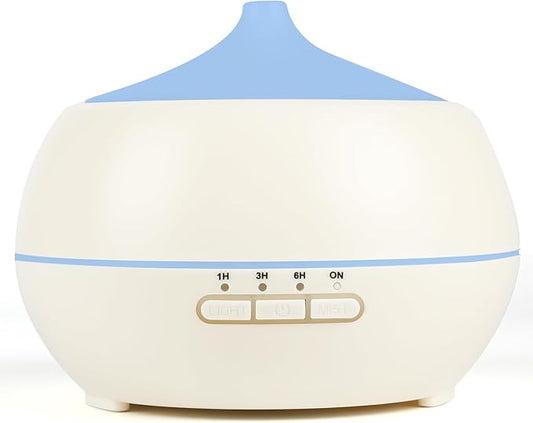 HAPPTWS 500ML Essential Oil Diffuser - BPA Free Ultrasonic Aromatherapy Diffuser, with 7-Color Lights - Waterless Auto Shut Off - Milky white