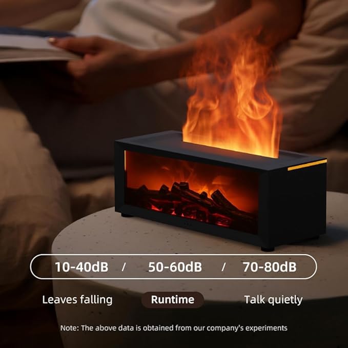 Fireplace Diffuser for Essential Oils Fireplace Humidifier with Remote 7 Colours Wall Mini Fireplace Aromatherapy Humidifier Diffuser Flame Diffuser with Remote Control, Timer, Auto-Off (Black)