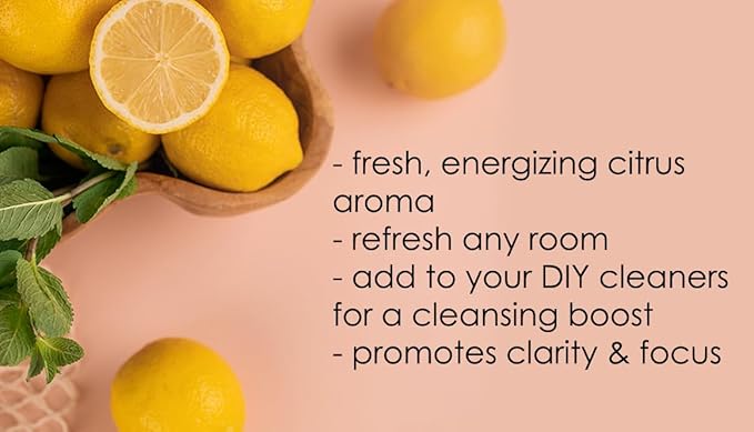 GreenHealth Lemon Essential Oil 8 fl oz (237 ml) – 100% Pure – Aluminum Bottle w/Plug Cap – Fresh Citrus Aroma for Diffusers, Candle & Soap Making, DIY Crafts
