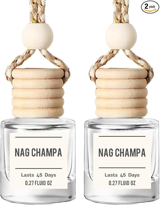 Nag Champa Car Air Freshener – Hanging Essential Oil Diffuser for Car, Closet, or Sacred Space – Long-Lasting Natural Aroma, 2-Pack Spiritual Deodorizer