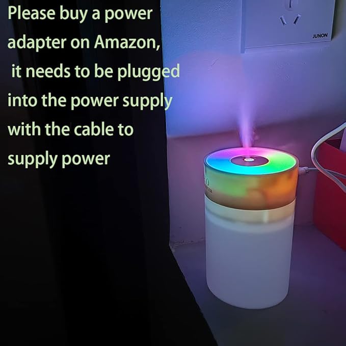 Colorful 260ml Humidifier,USB Power Supply,With 7 Color LED, Air Humidifier,Mini Air Humidifier,Can add essential oil,Suitable for Study Room, Bedroom, Baby Room, Office, Car (White)