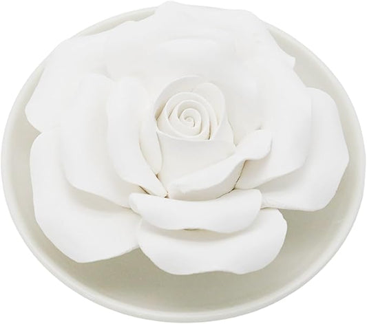 Handmade Flower Rose Ceramic Essential Oil Mini Diffuser, Non-Electric Passive Aromatherapy Diffuser, Decorative Diffusers for Desk/Office/Home Room/Gift (Ceramic Pallet A)