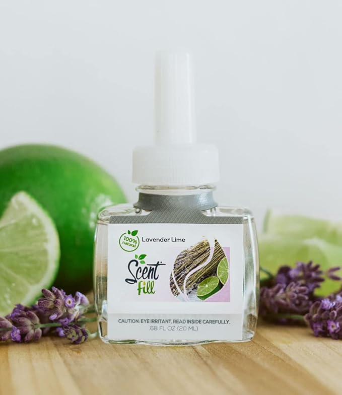 Scent Fill 100% Natural Lavender Lime Plug in Air Freshener, Scented Oil Refills, 3 Refills