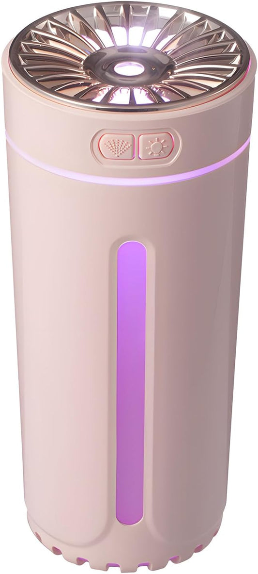 Portable Silent USB Car Diffuser with LED Light - Car Aromatherapy Diffusers for Essential Oils, USB-Powered with 7-LED Color Lights, for Car Room Home Office Bedroom (Pink)