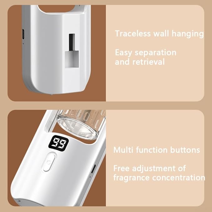 Rechargeable Aromatherapy Diffuser with Humidifier, 50ML Capacity, Silent Motor and 5 Mist Modes, Designed for Home, Bathroom, and Travel Environments (B5)