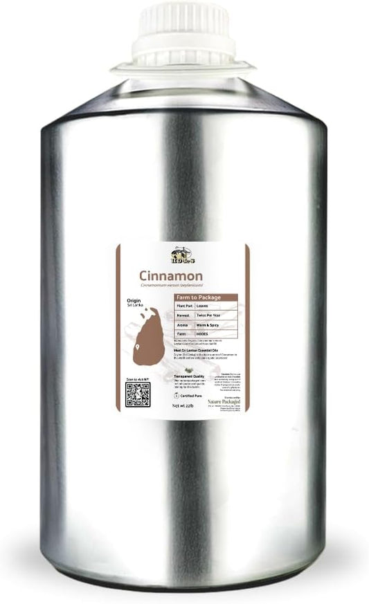 Cinnamon Essential Oil - Direct from Sri Lankan Essential Oils - 100% Pure - Natural Aceite de Canela for Aromatherapy & Wellness - Premium Grade (22lbs)