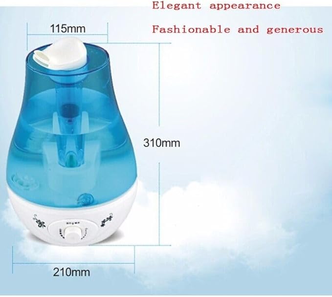 Cool Mist Ultrasonic Air Humidifier Adjustable Diffuser for Bedroom (Blue)