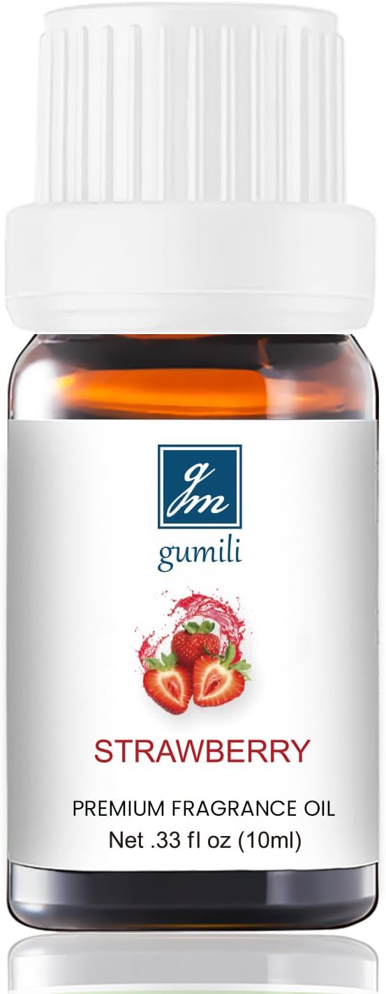 GM Gumili Strawberry Essential Oil - Pure Organic Scent for for Aromatherapy, Diffusers, Spray, Skin & Hair Care, Massage, DIY Candles & Soap, Perfume - Fruity Fragrance, 10mL