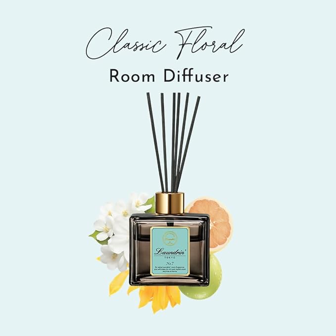 Laundrin Room Diffuser for Home - Scent Diffuser Room Freshener and Shelf Decor - Elegant Home Fragrance, Ideal Reed Diffusers for Office, and Living Area - 80ml, No. 7